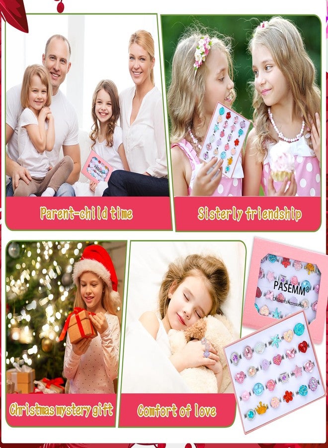 PASEMM 24pcs Little Girl Jewel Rings, Adjustable, No Duplication Kids Play Ring in Box,Pretend Play and Dress Up Rings for 4-12 Year Old Girl Birthday Christmas Gifts,3 4 5 6 7 8 9 10 11 12 Year Old - Image 4
